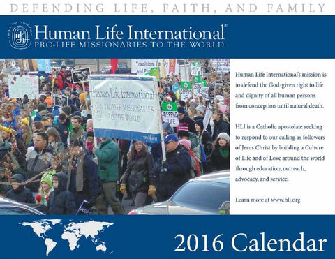 HLI's 2016 Pro-Life Missionary Calendar